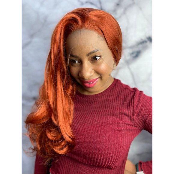 Copper Wavy Lace Front Wig - Picture 4 of 9